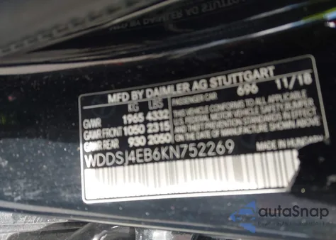 2019 Mercedes-Benz Cla 250 z USA, uszkodzony, nr VIN WDDSJ4EB6KN752269